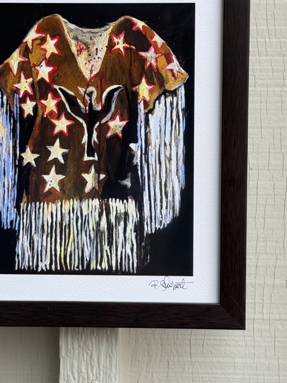 Fringed Star Motif Wall Art Print - Indian Ghost Dance Shirt Framed Fine Art - Picture 5 of 5
